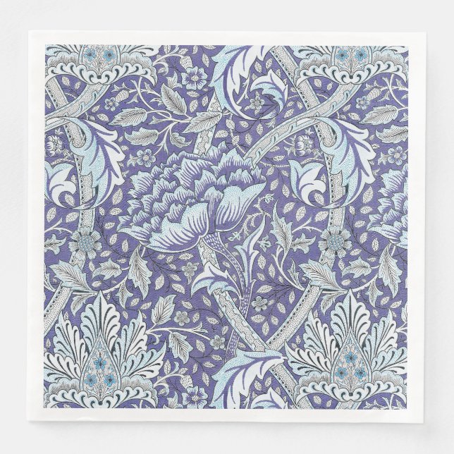 Serviette En Papier William Morris Windrush fleurs bleues (Devant)