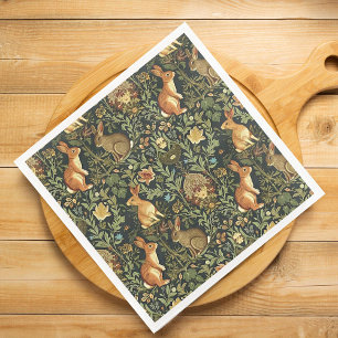 Serviette En Papier William Morris Woodland Lapins floraux Noël