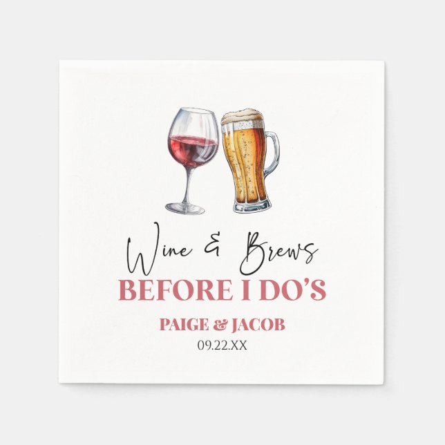 Serviette En Papier Wine and Brews Before I Do's Rehearsal Dinner (Devant)