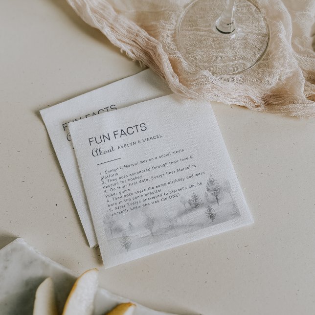Serviette En Papier Winter Mountain Forest Trivia Fun Faits Mariage (Créateur téléchargé)
