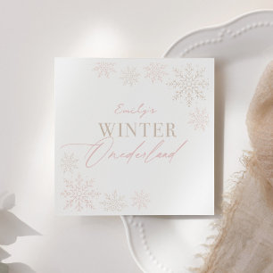 Serviette En Papier Winter Onederland Pink Snowflake 1er anniversaire