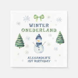 Serviette En Papier Winter Onederland Snowman 1er anniversaire