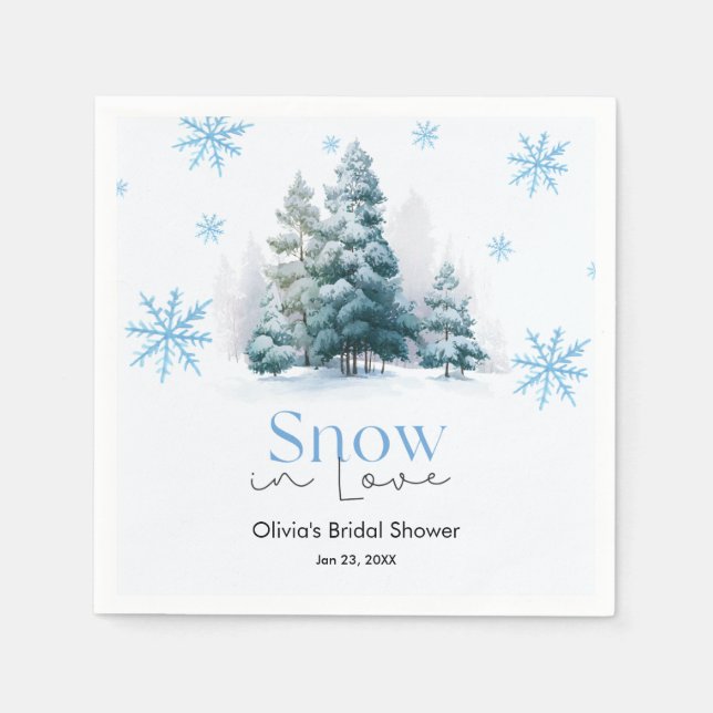Serviette En Papier Winter Snow in Love Snowflakes Bridal Shower (Devant)