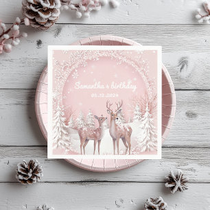 Serviette En Papier Winter Wonderland Anniversaire Napkins Rose et c