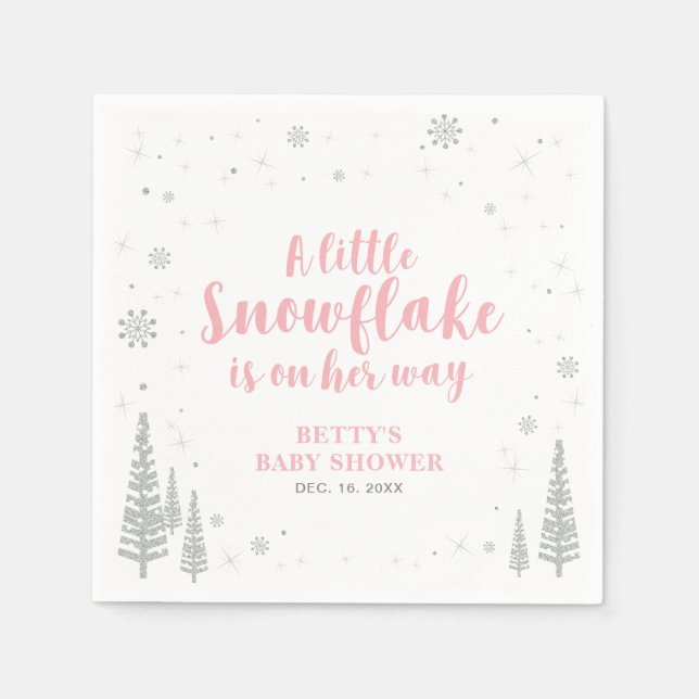 Serviette En Papier Winter Wonderland Baby shower neige papier Napkin (Devant)