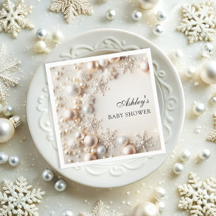 Serviette En Papier Winter Wonderland Baby shower neutre
