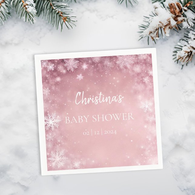 Serviette En Papier Winter Wonderland Baby shower rose (Créateur téléchargé)