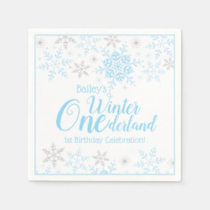 Serviette En Papier Winter Wonderland Blue Silver Parties scintillant