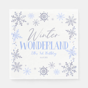 Serviette En Papier Winter Wonderland Blue Snowflake fête d'anniversai
