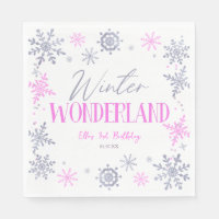 Winter Wonderland Pink Snowflake fête d'anniversai