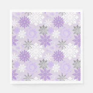 Serviette En Papier Winter Wonderland Purple Parties scintillant Snowf