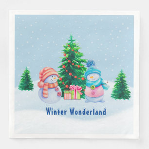 Serviette En Papier Winter Wonderland Snowmen Papier Napkin