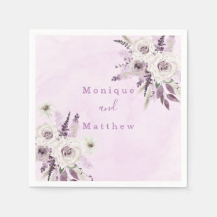 Serviette En Papier Wisteria Lavender White Rose Chic Rose Mariage