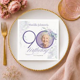 Serviette En Papier Wisteria personnalisée photo florale violet 90e an