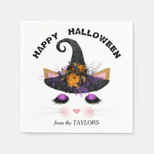 Serviette En Papier Witch Kitty face à Halloween