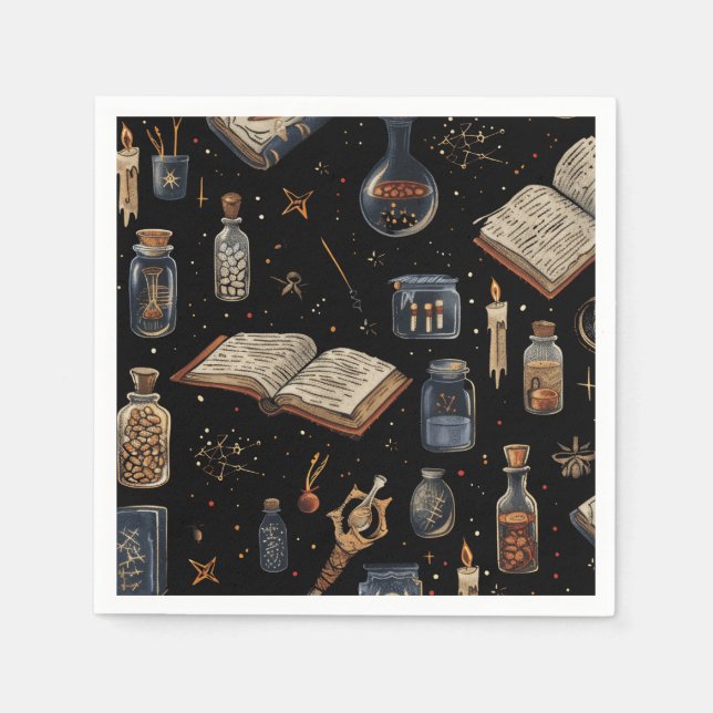Serviette En Papier Witchcraft Potion Pattern – Halloween Magic (Devant)