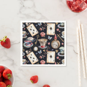 Serviette En Papier Wonderland Alice Motif