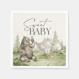 Serviette En Papier Woodland Animals Adventure Await Baby shower