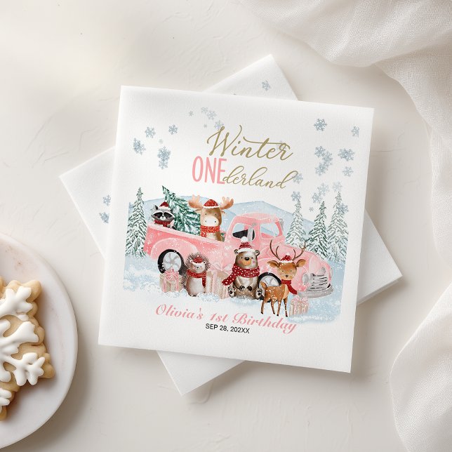 Serviette En Papier Woodland Animals Truck ONEderland 1st Birthday (Créateur téléchargé)