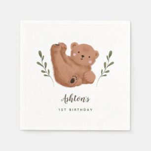 Serviette En Papier Woodland Bear Thème Boy Birthday Party 