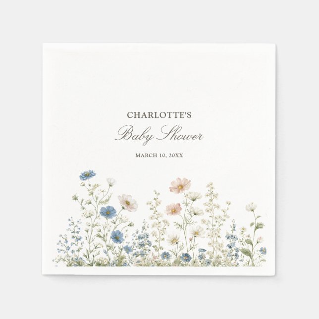 Serviette En Papier Woodland Dreams Floral Cottage Baby Shower (Devant)
