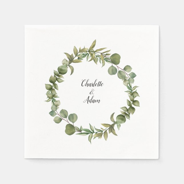 Serviette En Papier Woodland Eucalyptus Mariage de verdure (Devant)