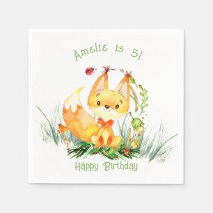 Serviette En Papier Woodland Forest Fox mûte Anniversaire Napkins
