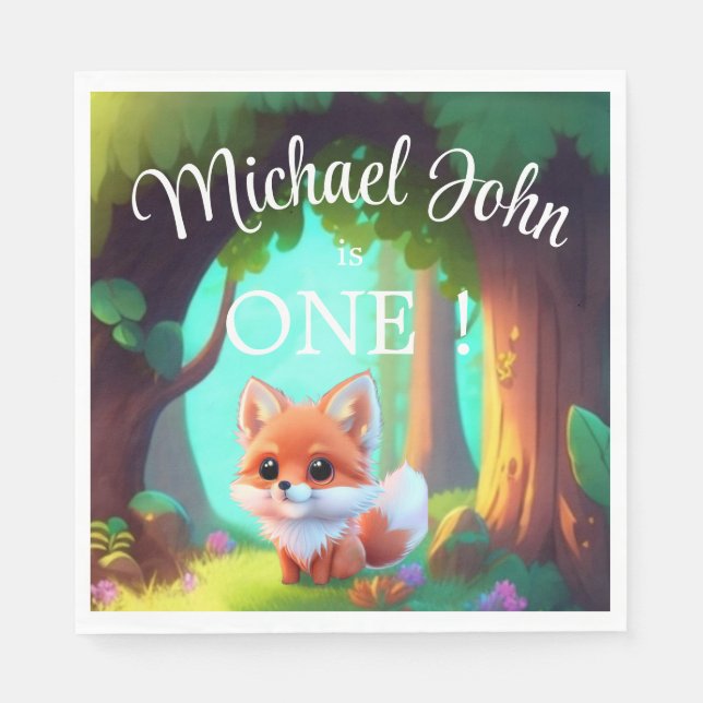 Serviette En Papier Woodland forêt amis mignon bébé foin (Devant)