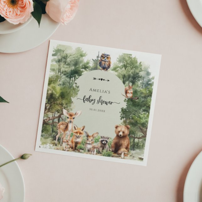 Serviette En Papier Woodland Laisser l'aventure commencer le Baby show (Créateur téléchargé)