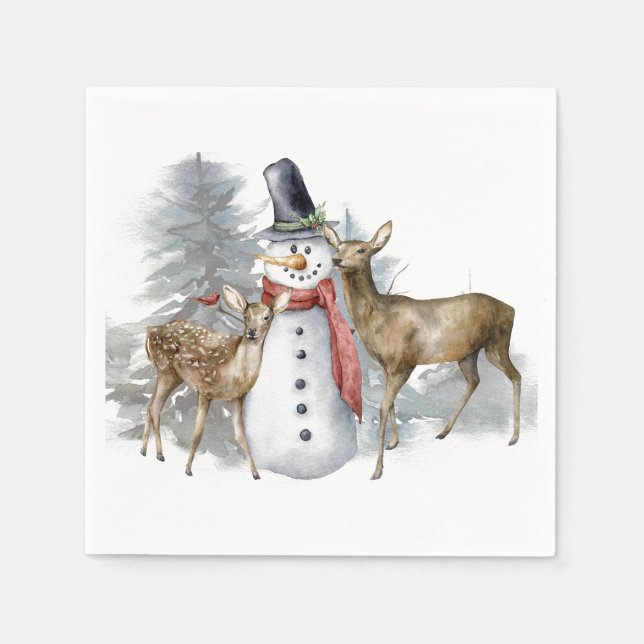 Serviette En Papier Woodland Snowman & Friends (Devant)