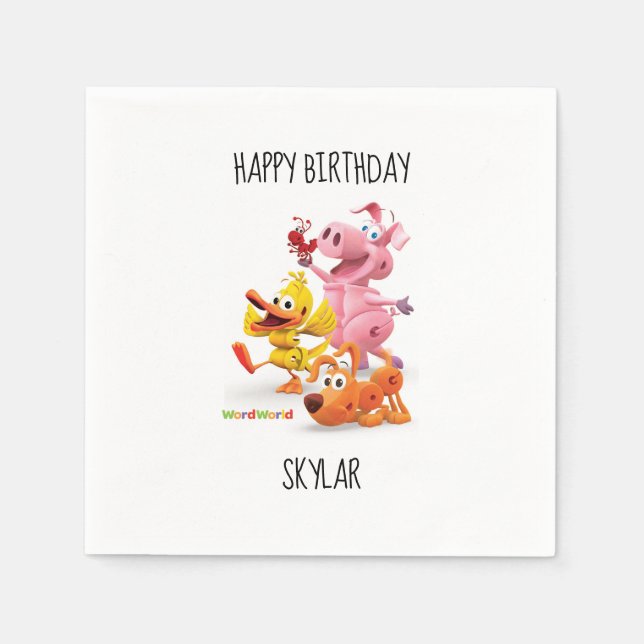 Serviette En Papier WordWorld personnalisable Anniversaire Napkin (Devant)