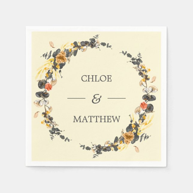 Serviette En Papier Wreath d'automne | Personnalisation moderne du Mar (Devant)