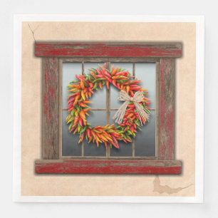 Serviette En Papier Wreath du sud-ouest du Chili sur une fenêtre en bo