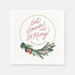 Serviette En Papier Wreath moderne Mangez un verre et Soyez de jolies