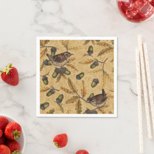 Serviette En Papier Wrens et glands sur le miel