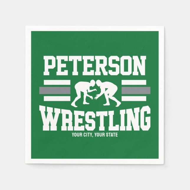 Serviette En Papier Wrestler AJOUTER LE NOM École Athlète Équipe de lu (Devant)