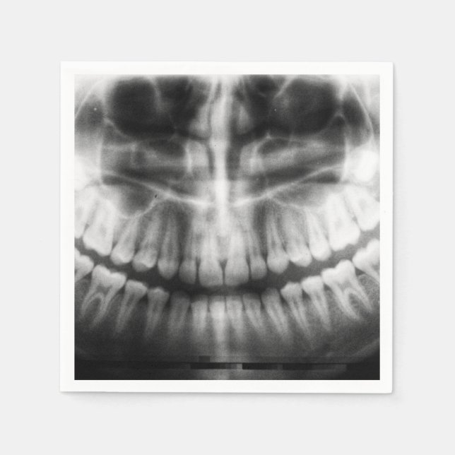 Serviette En Papier X-Ray Teeth Bouche sourire noir et blanc (Devant)