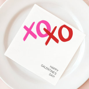 Serviette En Papier XOXO Pink and Red Hubs and Kisses Galentine Party