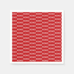 Serviette En Papier Xoxo rouge et blanc Saint Valentin