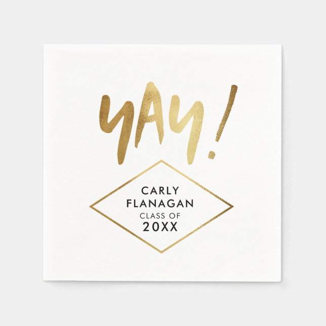 Serviette En Papier Yay ! Fun Gold Graduation Party (Devant)