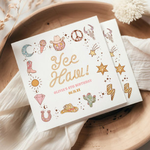 Serviette En Papier Yee Haw ! Western Disco Cowgirl fête d'anniversair