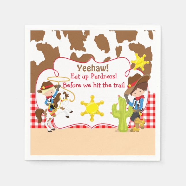 Serviette En Papier Yeehaw Cowboy Western Anniversaire Party (Devant)