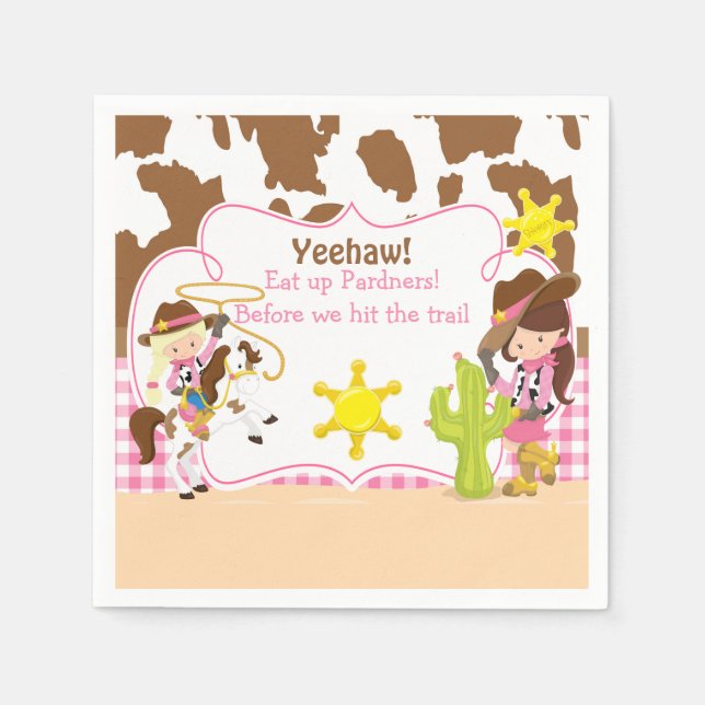 Serviette En Papier Yeehaw Cowgirl Western fête d'anniversaire (Devant)