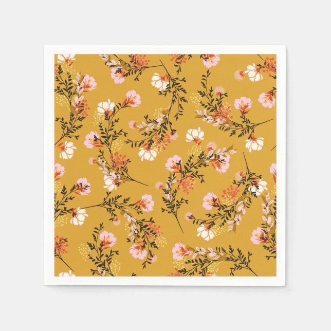 Serviette En Papier Yellow background flowers (Devant)
