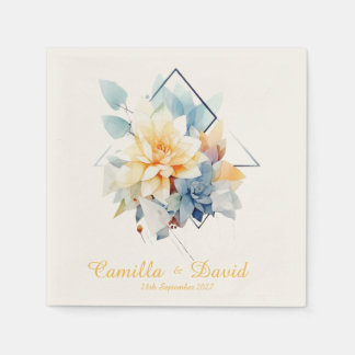 Serviette En Papier Yellow Cub-Flower: Personalized Wedding Napkins