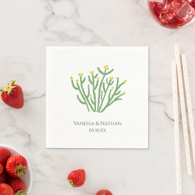 Serviette En Papier Yellow Flower Cholla Cactus Wedding Cocktail (En situation)