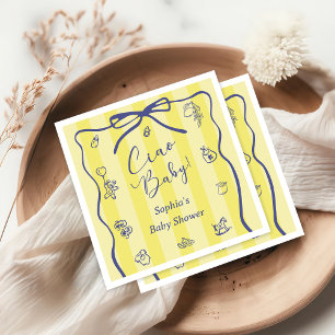 Serviette En Papier Yellow Stripes Italien Thème Ciao Baby