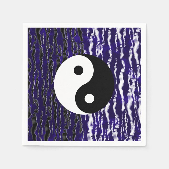 Serviette En Papier Yin Yang Blue Tranquillité Zen Energy Party (Devant)
