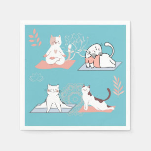 Serviette En Papier Yoga Chats Lotus