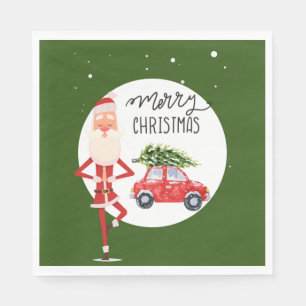 Serviette En Papier Yoga Noël Père Noël instructeur